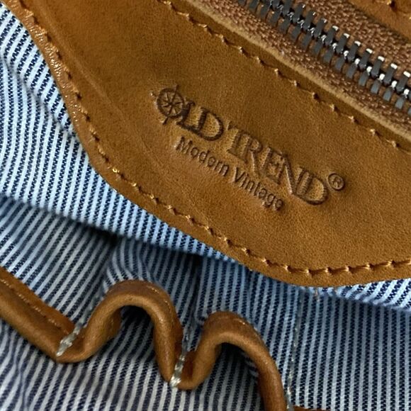 Old Trend Tan Eco Genuine Leather Dancing Bamboo Tote Chestnut Brown Hand Dyed - Picture 7 of 11